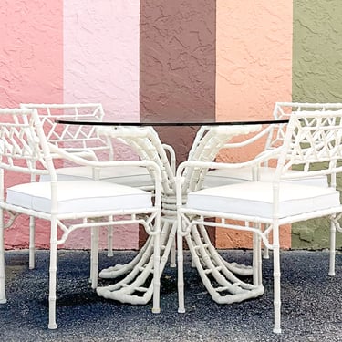 Palm Beach Style Faux Bamboo Outdoor Dining Set