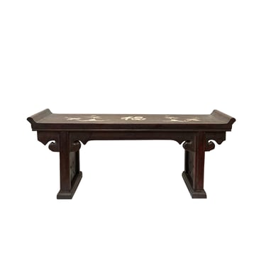 15.25" Chinese Brown Wood Altar Rectangular Table Top Display Stand Easel ws2938E 