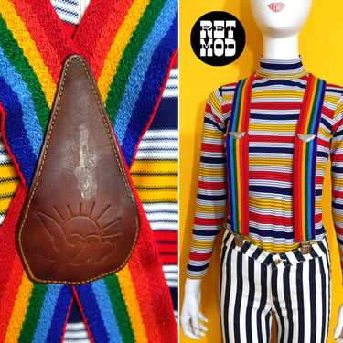Super Cute Vintage 70s 80s Rainbow Suspenders 