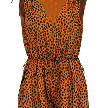 Joie - Dark Orange & Black Leopard Print Sleeveless Romper Sz S