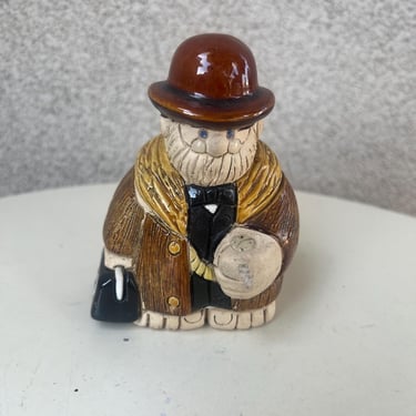 Vintage Launa Art Pottery man medical doctor MD Figurine 3D Signed made in Uruguay 