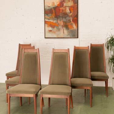 Deep Sage Green Vintage Drexel Dining Chairs (set of 6)