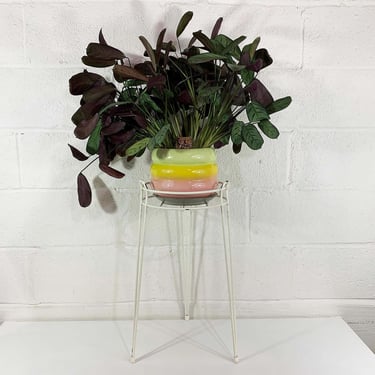 Vintage White Plant Stand Tripod Tall Hairpin Legs Mid-Century Retro MCM Minimal Design Wire Rack Plants Holder Organization 