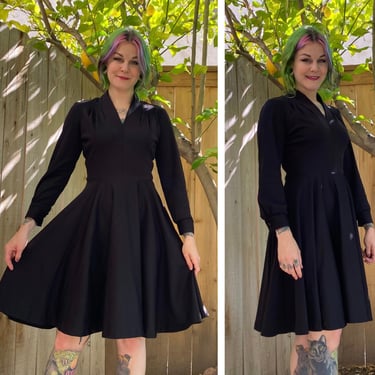Vintage 1970’s Black Long Sleeve Dress 