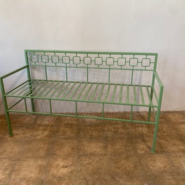 Vintage Art Deco Steel Bench Refinished in Green