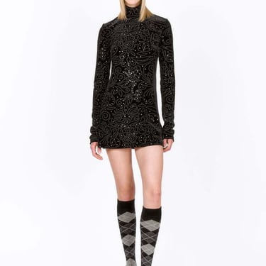 Anna Sui Jubilee Velvet Turtleneck Dress - Black Multi