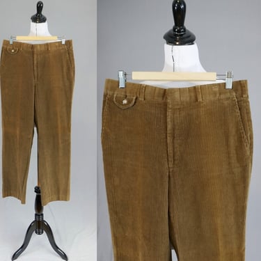 80s Mens Brown Cords - 32" waist - Corduroy Pants - Lands' End - Vintage 1980s - 29" inseam 
