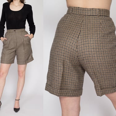 XS 80s Houndstooth Wool Trouser Shorts 25