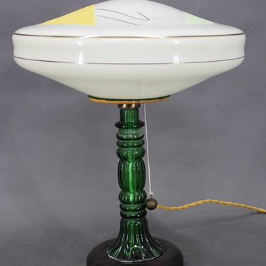 1940s Restored Glass Table Lamp with Glass Shade  / Mid-century / Vintage Lamp / 