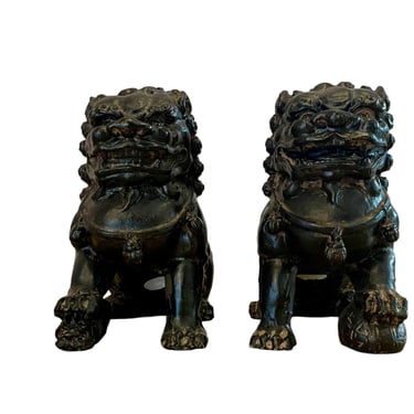 Vintage 80s Pair of Chinese Foo Dog Decorative Statues 