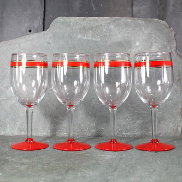 Mid-Century Modern Red Striped Wine Glasses | Christmas Wine Glasses | Groovy Glassware | Bixley Shop 