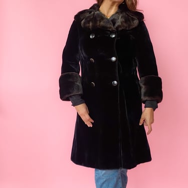 1960s Black Faux-fur Coat, sz. L