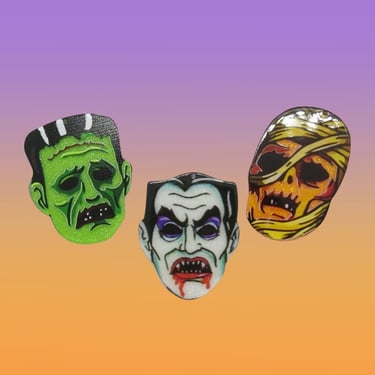 Monster Hair Clips - Halloween Barrettes - Frankenstein Dracula Mummy Horror Accessories 