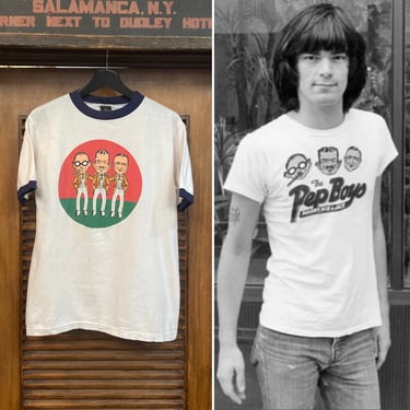 Vintage 1970’s Pep Boys Auto Care Car Shop Ringer Cotton T-Shirt, 70’s Tee Shirt, the Ramones, Vintage Clothing 