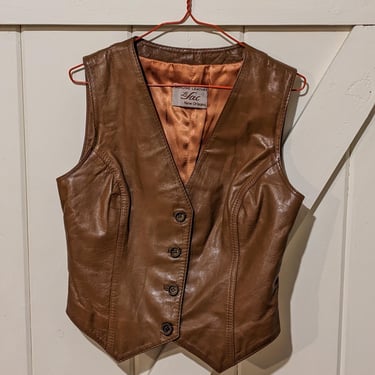 Hand Made Vintage Brown Leather Vest 