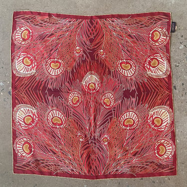 Vintage Liberty of London Peacock Print Silk Scarf 