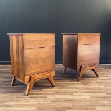 Pair of Mid-Century Modern Sculpted Walnut Night Stands, c.1960’s 
