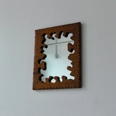Handmade Jigsaw Primitive Folk Art Mirror 