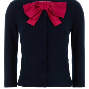 Valentino Garavani Women Navy Blue Wool Cardigan