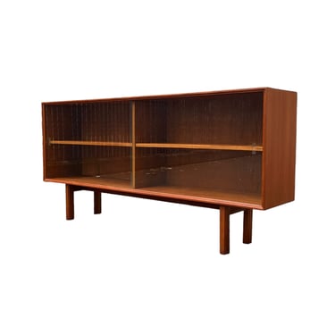 Free Shipping Within Continental US - Vintage Mid Century Modern Walnut Wood Book Shelf Display Cabinet Adjustable Shelf 