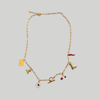 The Lover's Charm Necklace in Red