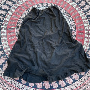 Authentic antique Victorian mourning black cotton petticoat | Halloween costume, witch aesthetic, goth, gothic skirt, S/M 