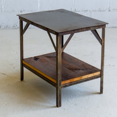 Industrial Cast Iron End Table