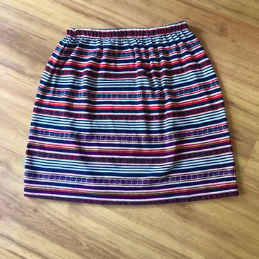Vintage 1960's Patriotic Peace Sign Striped Micro Mini Skirt - size Medium 
