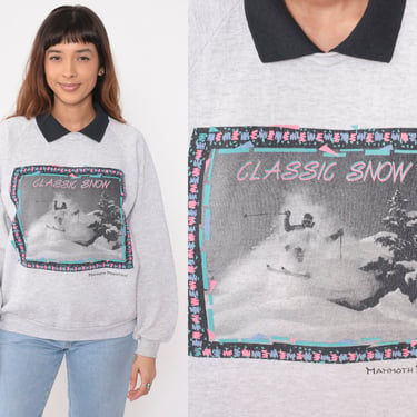80s Ski Sweatshirt Mammoth Mountain Shirt Mammoth Lakes California Classic Snow Graphic Sweatshirt Grey Winter 1980s Jerzees Extra Large xl 
