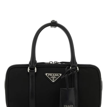 Prada Woman Black Re-Nylon And Leather Handbag