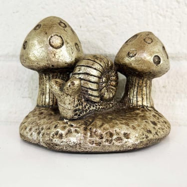 Vintage 1970s Mushroom Figurine Chalkware Mushrooms Snail Ceramic Silver Mid Century Mushie Mushrooms Mid-Century 70s 