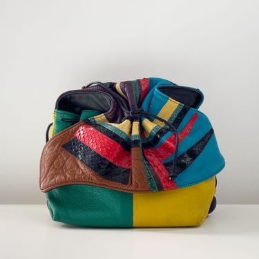 Multicolor Leather and Snakeskin Bag