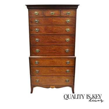 Beacon Hill Mahogany Federal Style 10 Drawer Highboy Chest on Chest Dresser