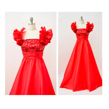 Red 80s prom on sale dress