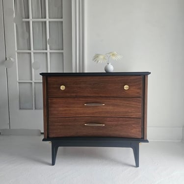 Mid century modern chest of drawers,  end table, small dresser, black walnut,  vintage mcm, dresser NJ nyc 