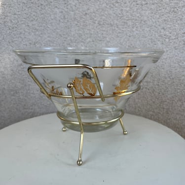 Vintage Anchor Hocking Starlyte large glass bowl with golden stand 