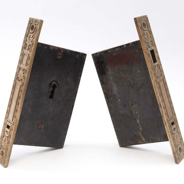 Pair of Antique Aesthetic Brass & Cast Iron Pocket Door Mortise Locks