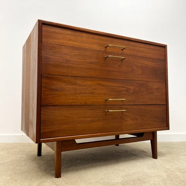 mid century Jens Risom floating 4 drawer short dresser chest walnut danish modern 