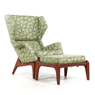 Adrian Pearsall for Craft Associates Mid Century Walnut Wingback Chair and Ottoman - mcm 
