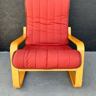 Red Upholstery Scandinavian Bentwood Chair