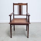 Early 20th C. Glasgow Style Arts and Crafts Caned Oak Arm Chair, c.1900-ON HOLD