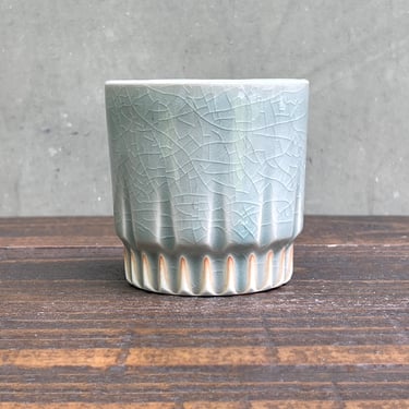 Porcelain Ceramic "Arrow" Cup  -  Glossy Crackle Celedon 