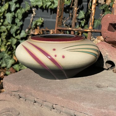 Artisan Stoneware Turned Vase Ikebana Centerpiece Pottery Art Vintage Late Mid-Century Post-Modern 