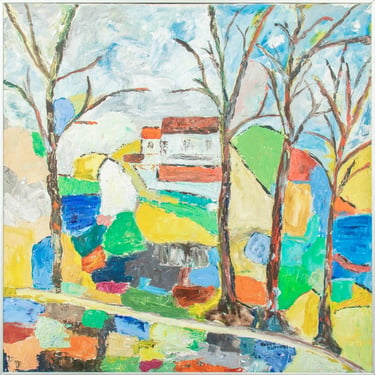 Harry Bleiweiss Cubist Landscape Oil on Canvas