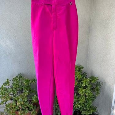 Vintage 80s stirrup ski pants neon fuchsia pink Sz 12 regular Roffe ski wear 