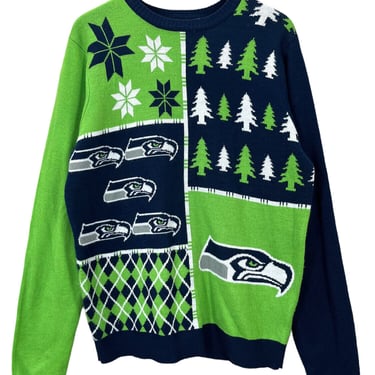 Seattle Seahawks NFL Football Ugly Christmas Sweater Sz Large