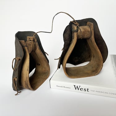 1880s Antique Western Horse Saddle Tapaderos Stirrups - a Pair 