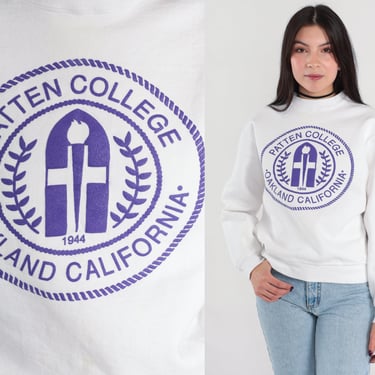 Patten College Sweatshirt Oakland California College Shirt 90s Oakland Bible Institute Graphic College Shirt Vintage White Small S 