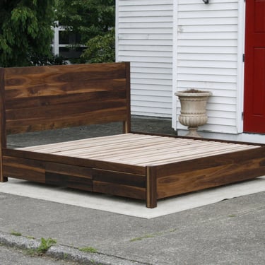 NdRnV02 +Solid Hardwood short Platform Bed, 6 drawers & Headboard; NdRnV02b, Optional headboard, NdRnV04, toe kick, natural color 