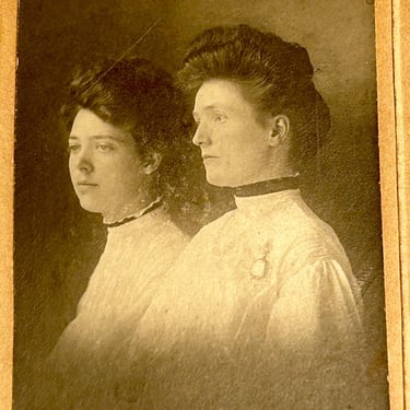 Victorian Women Photograph Black & White Photo Antique 1890s-1900s Cabinet Card 